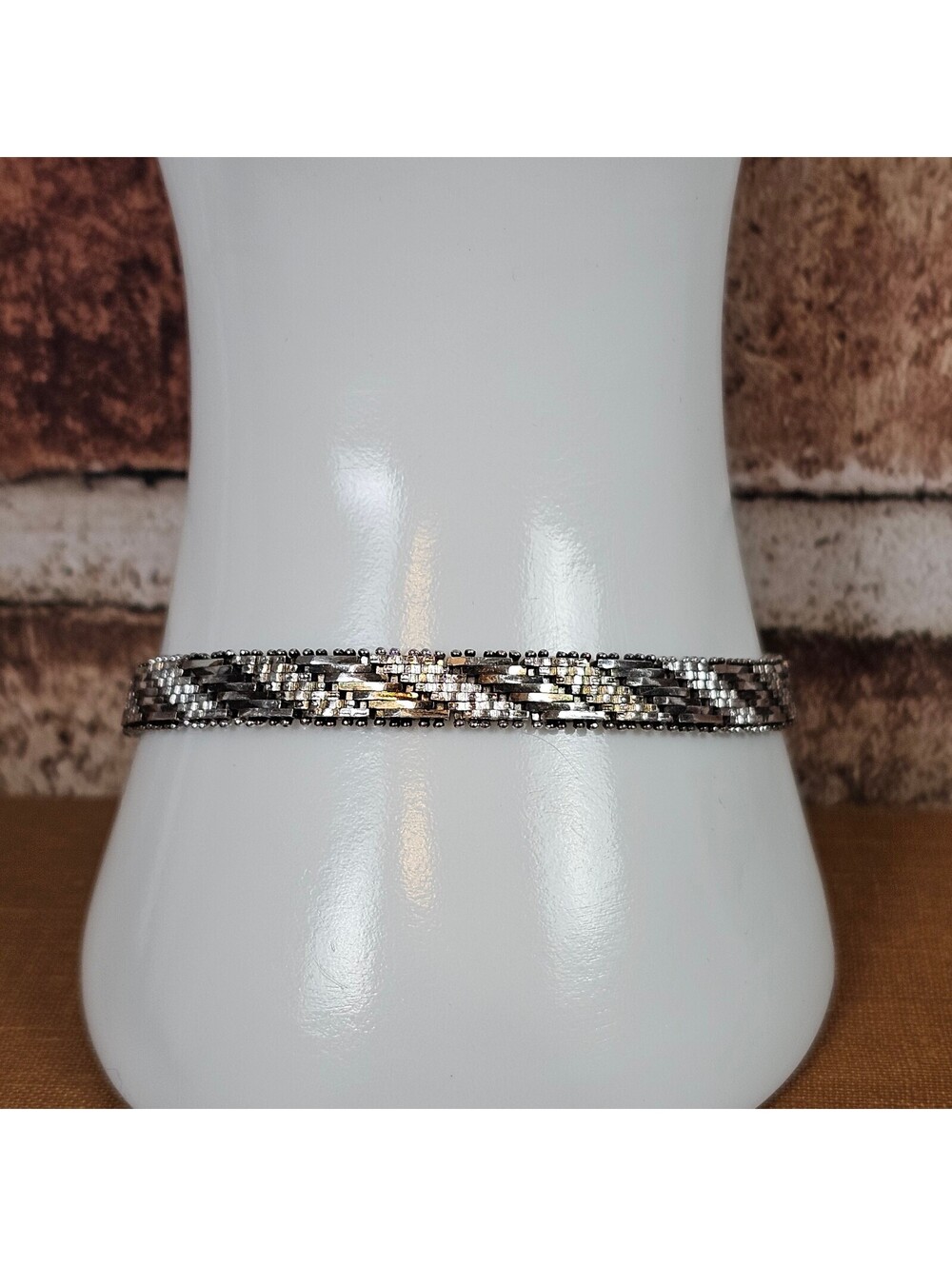 Milor Italy 925 Sterling Silver Reversible Woven Bracelet 7.50" 6.5mm